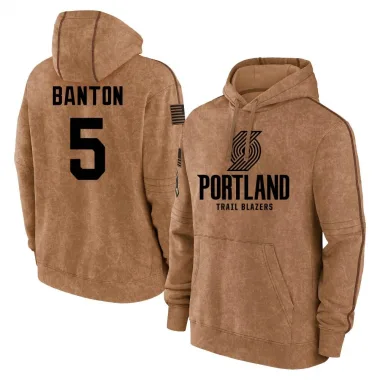 Brown Men's Dalano Banton Portland Trail Blazers 2023 Salute to Service Club Pullover Hoodie